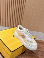 White Leather Contrast Trim Low-Top - Women's