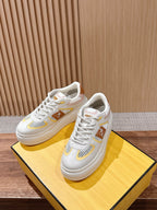 White Leather Contrast Trim Low-Top - Women's