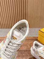 White Leather Contrast Trim Low-Top - Women's