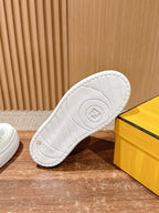 White Leather Contrast Trim Low-Top - Women's