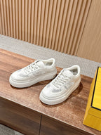 White Leather Contrast Trim Low-Top - Women's