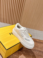 White Leather Contrast Trim Low-Top - Women's
