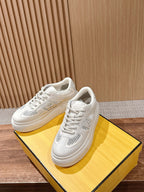 White Leather Contrast Trim Low-Top - Women's