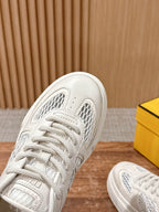 White Leather Contrast Trim Low-Top - Women's