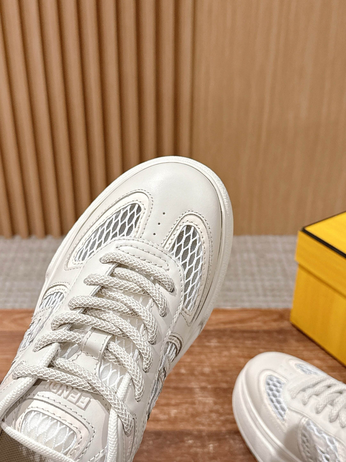 White Leather Contrast Trim Low-Top - Women's