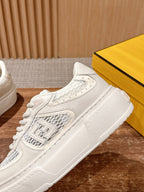 White Leather Contrast Trim Low-Top - Women's