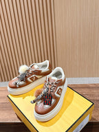 White Leather Embellished Low-Top - Women's