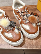 White Leather Embellished Low-Top - Women's