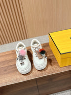 White Leather Embellished Low-Top - Women's