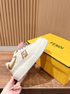 White Leather Embellished Low-Top - Women's