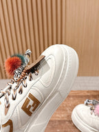White Leather Embellished Low-Top - Women's