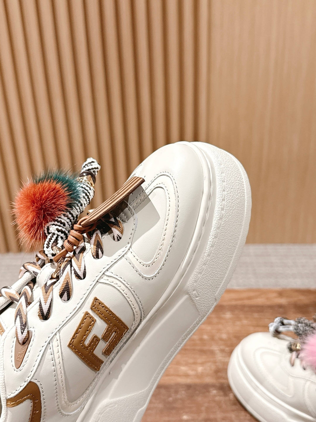 White Leather Embellished Low-Top - Women's