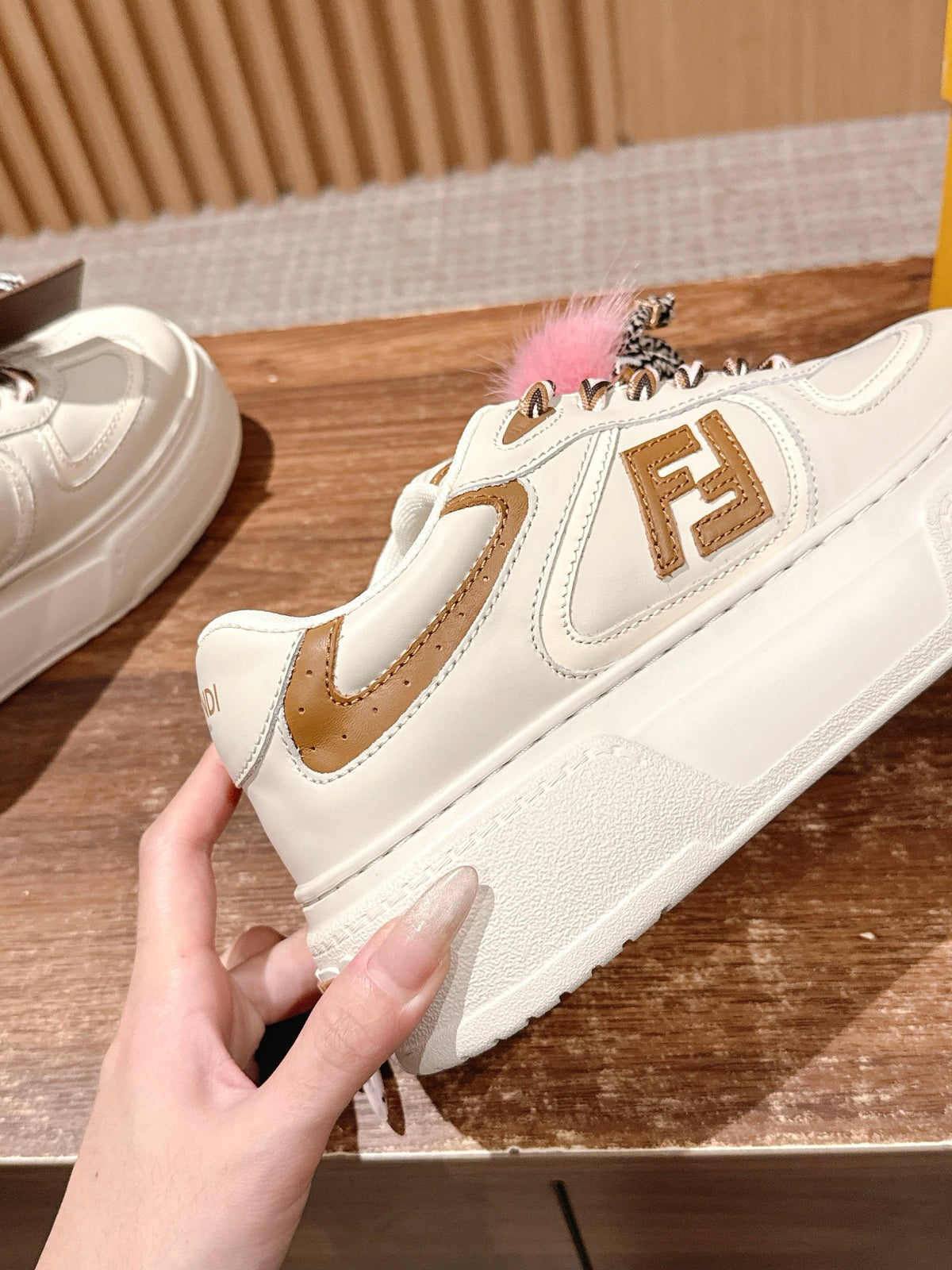 White Leather Embellished Low-Top - Women's