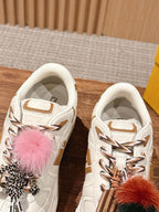 White Leather Embellished Low-Top - Women's