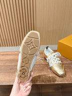 White Leather Contrast Trim Low-Top - Women's