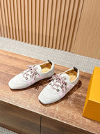 White Leather Contrast Trim Low-Top - Women's