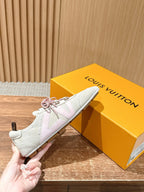 White Leather Contrast Trim Low-Top - Women's