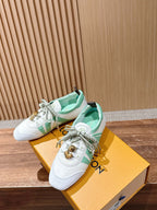 White Leather Striped Low-Top - Women's