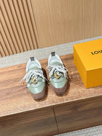 White Leather Striped Low-Top - Women's
