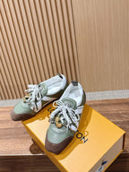 White Leather Striped Low-Top - Women's