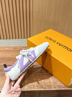 White Leather Striped Low-Top - Women's