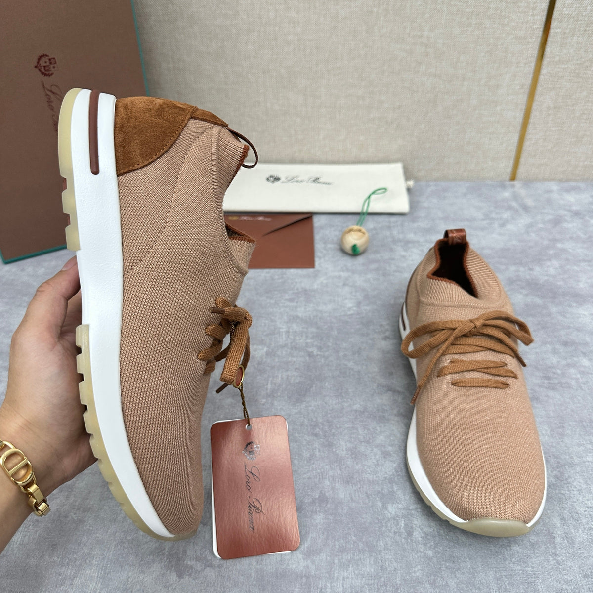 Kamel-Strick Low-Top Ton-in-Ton - Herren