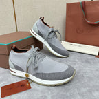 Grey Knit Panelled Sock Runner - Men's