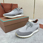 Grey Knit Panelled Sock Runner - Men's