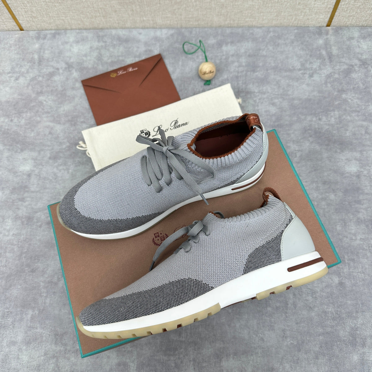 Grey Knit Panelled Sock Runner - Men's