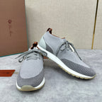 Grey Knit Panelled Sock Runner - Men's