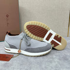 Grey Knit Panelled Sock Runner - Men's