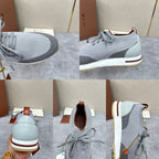 Grey Knit Panelled Sock Runner - Men's