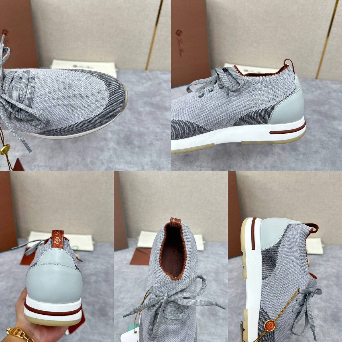 Grey Knit Panelled Sock Runner - Men's
