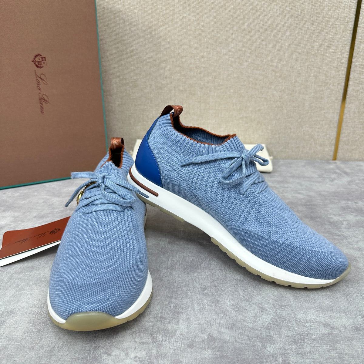 Grey Knit Panelled Sock Runner - Men's