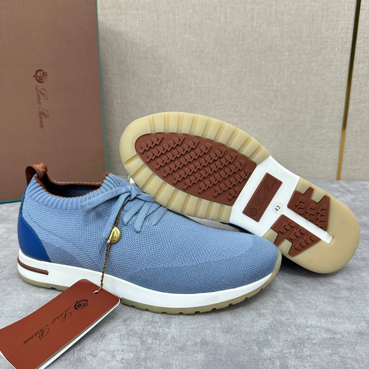Grey Knit Panelled Sock Runner - Men's