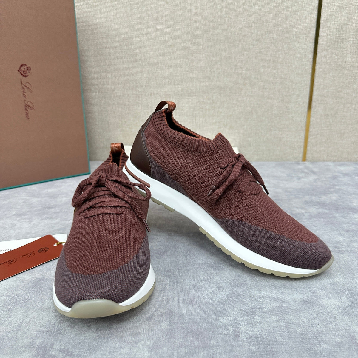 Grey Knit Panelled Sock Runner - Men's