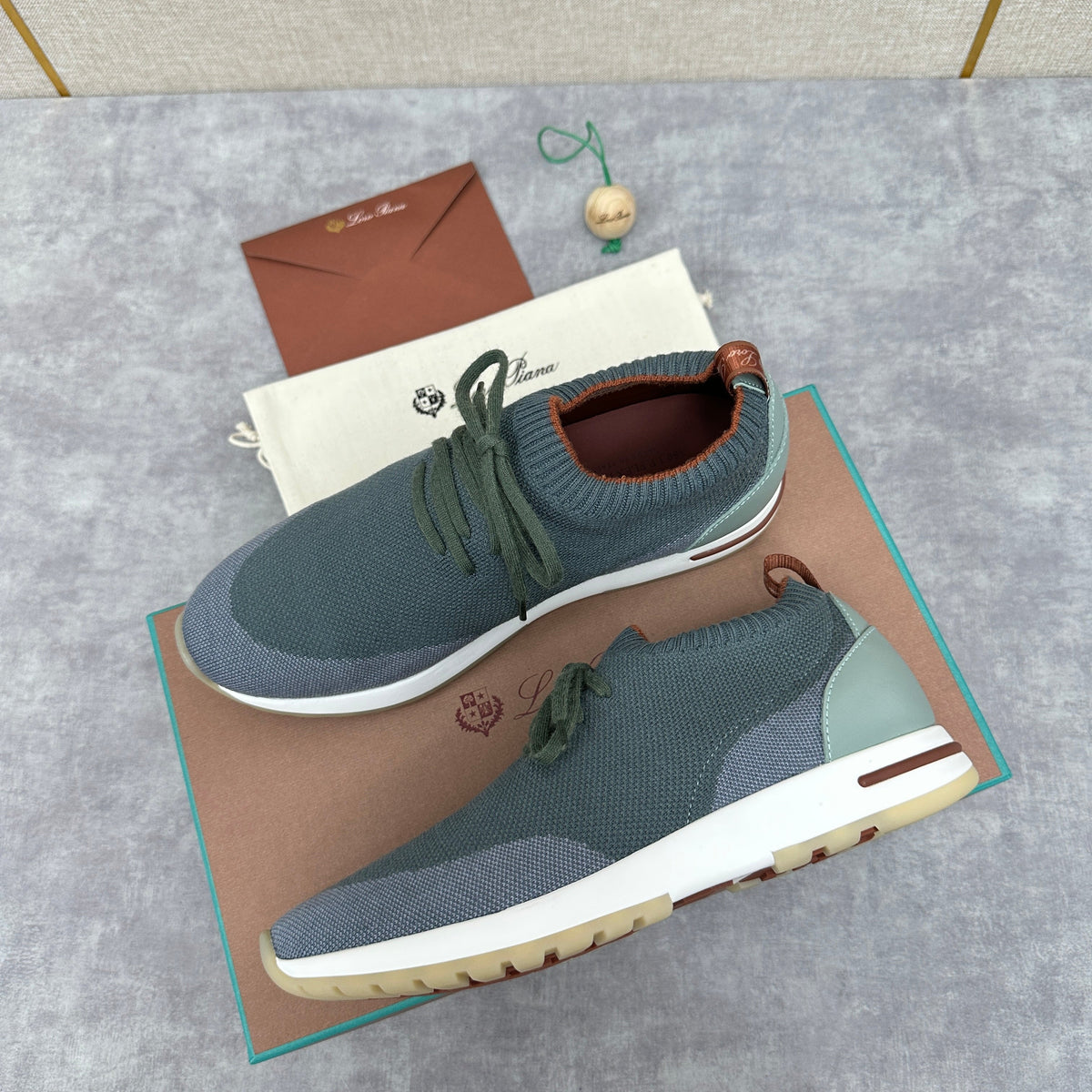Grey Knit Panelled Sock Runner - Men's