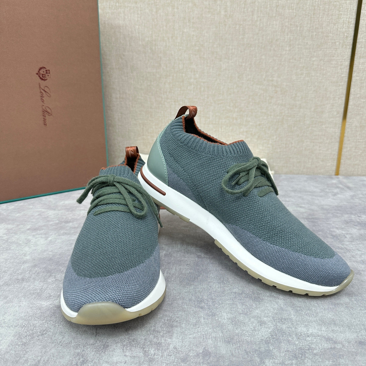 Grey Knit Panelled Sock Runner - Men's