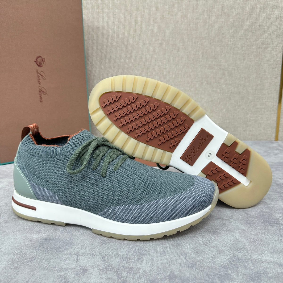 Grey Knit Panelled Sock Runner - Men's