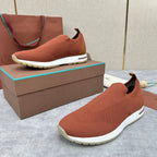 Orangefarbener Strick-Tonal-Sneaker – Herren