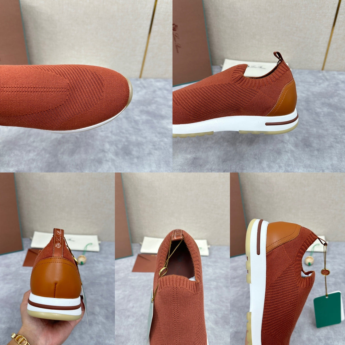 Orangefarbener Strick-Tonal-Sneaker – Herren