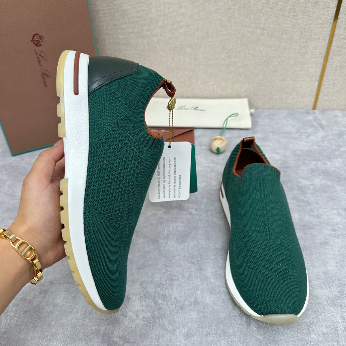Orangefarbener Strick-Tonal-Sneaker – Herren