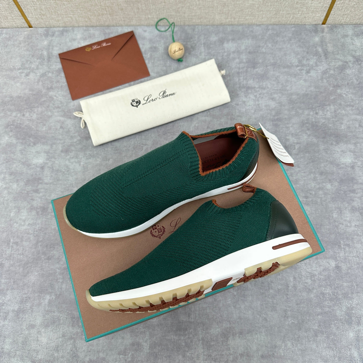 Orangefarbener Strick-Tonal-Sneaker – Herren