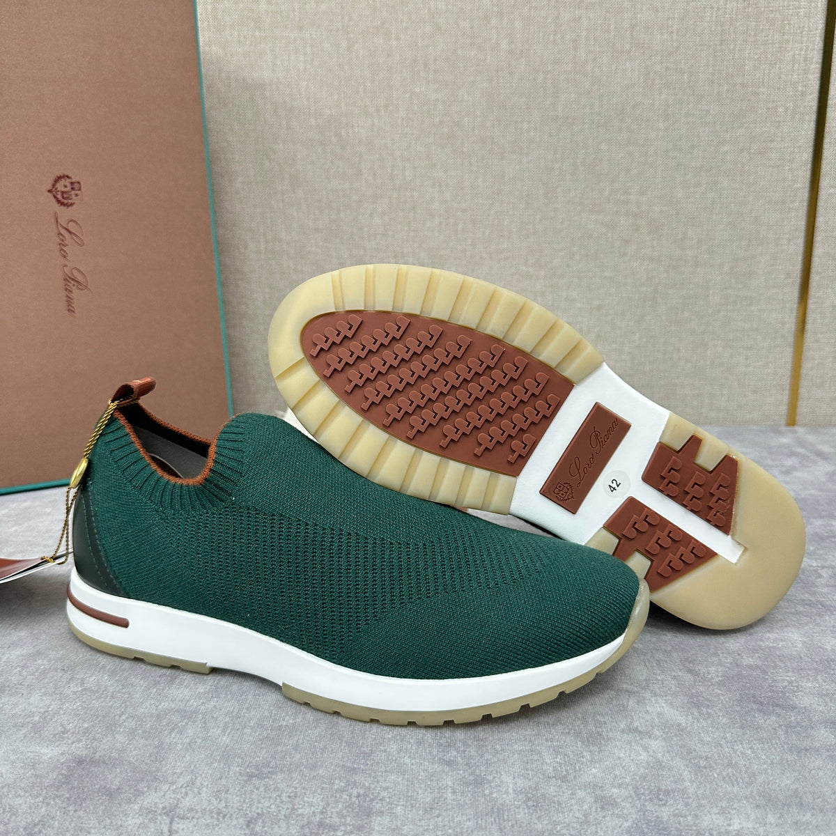 Orangefarbener Strick-Tonal-Sneaker – Herren