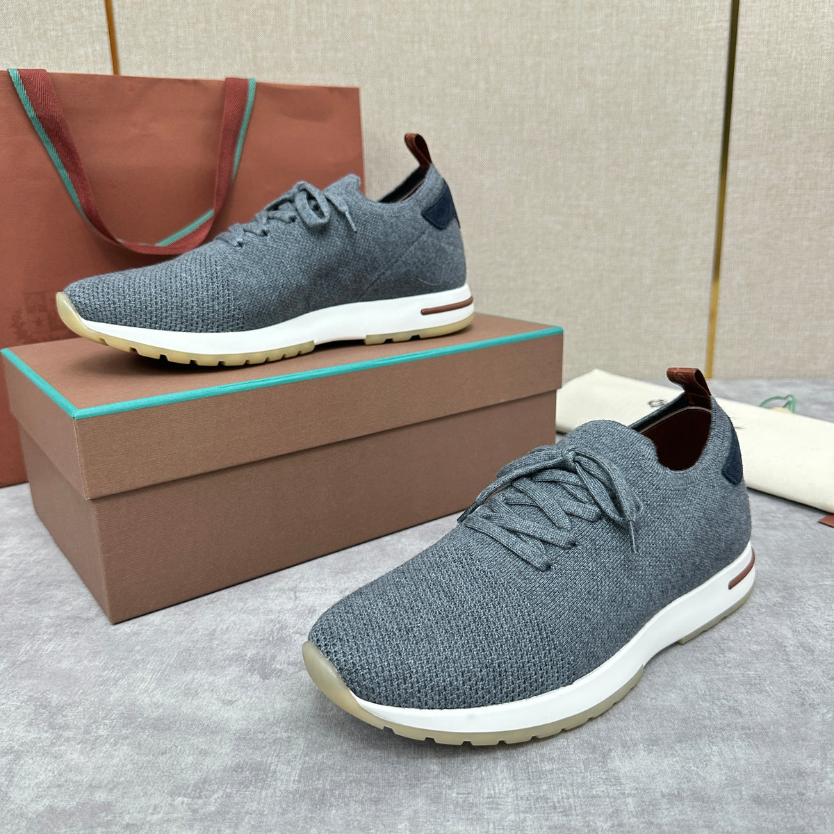 Grey Knit Slip-On Low-Top - Men's