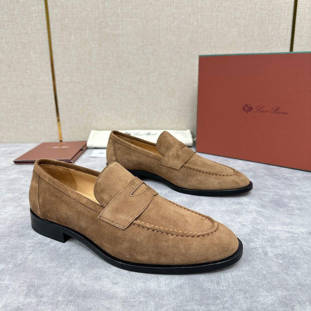 Olive Suede Plain Loafer - Men's