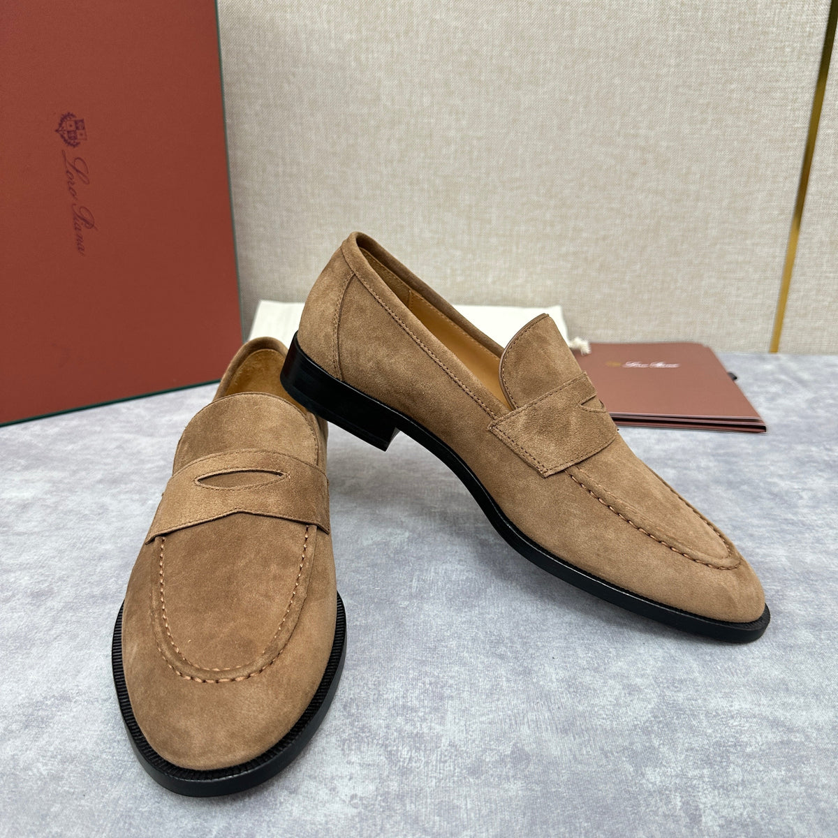 Olive Suede Plain Loafer - Men's