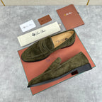 Olive Suede Plain Loafer - Men's