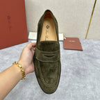 Olive Suede Plain Loafer - Men's