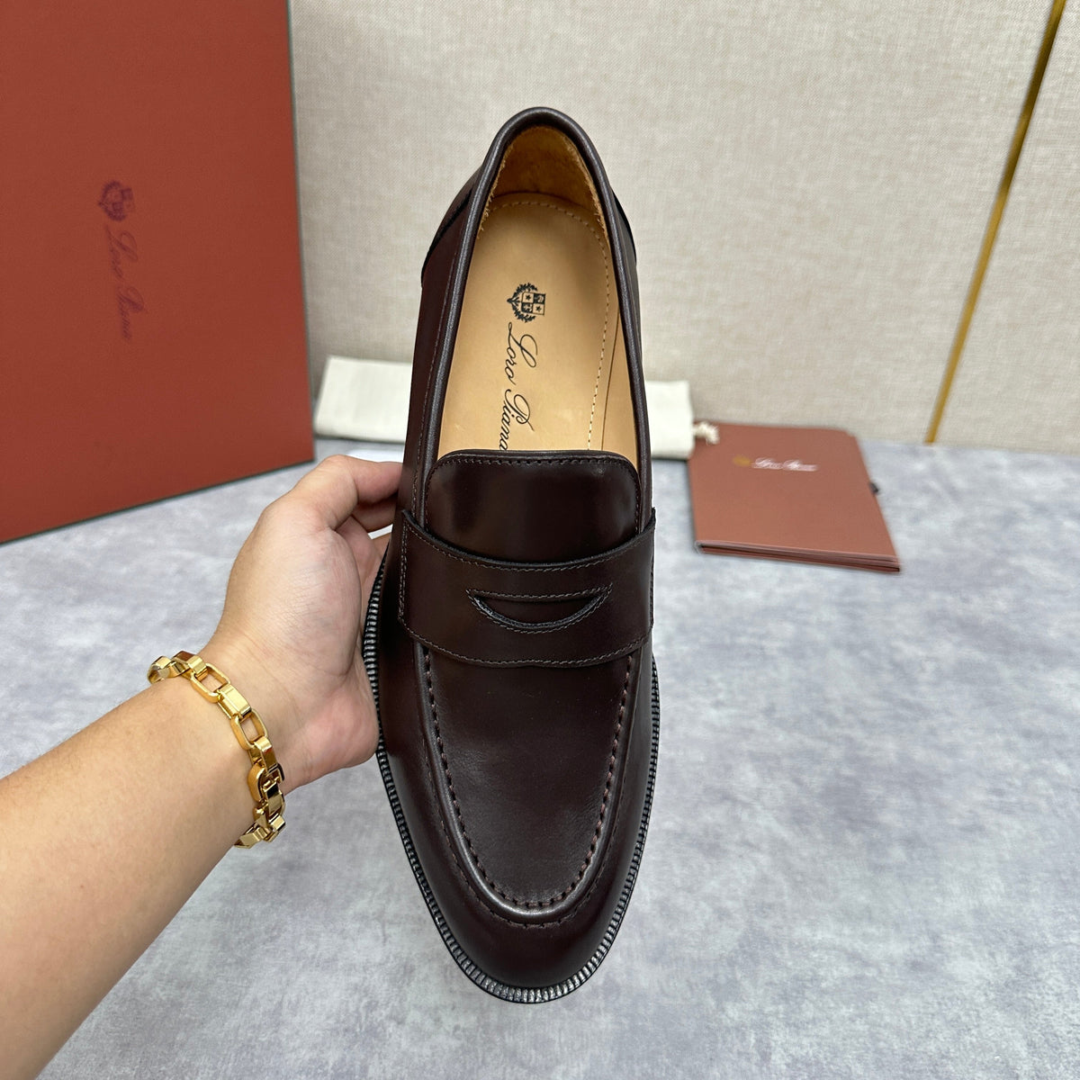Brauner Glattleder Penny Loafer – Herren